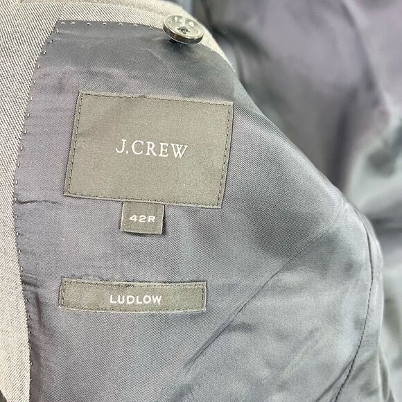 J. Crew Jacket Mens Size 42R Gray Solid Wool Long-Sleeve Suit Blazer Ludlow - Picture 3 of 10